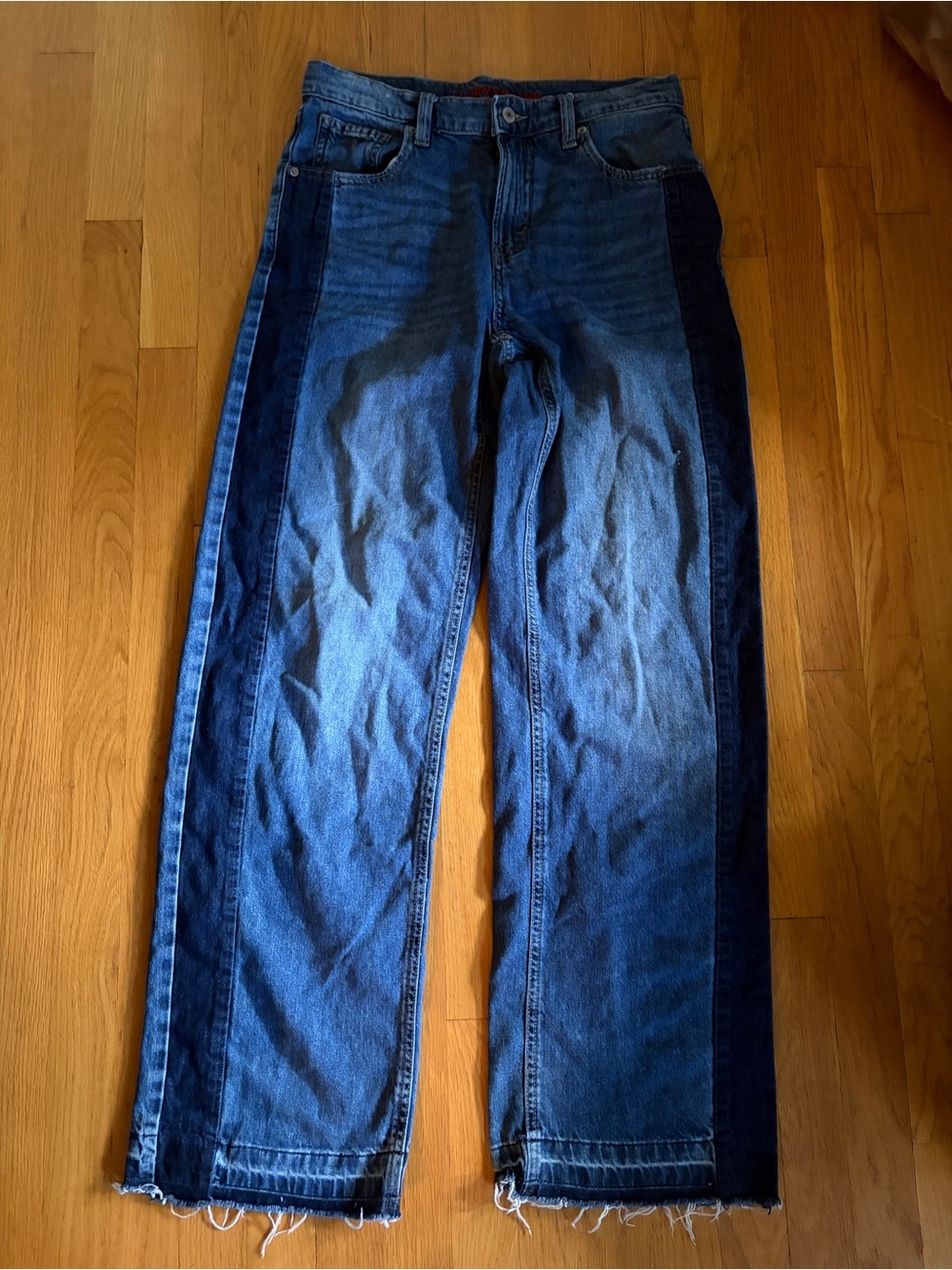 Lucky Brand Relaxed Wide Leg High Rise Jeans Striped Denim Size 6 / 28 L